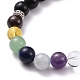 Bracelet extensible en perles rondes en obsidienne naturelle et pierres mélangées BJEW-JB07060-8
