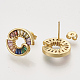 Brass Cubic Zirconia Stud Earrings EJEW-S201-156-2