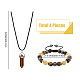 Fibloom – colliers à pendentif en forme de balle avec pierres précieuses naturelles mélangées et bracelet de perles tressées SJEW-FI0001-12-2