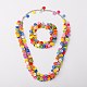 De resina de colores planos redondos conjuntos botón de joyas: pulseras y collares SJEW-JS00790-1-1