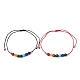 2 Stück 2-farbiges Fußkettchen-Set aus natürlichen und synthetischen gemischten Edelsteinen mit runden geflochtenen Perlen AJEW-AN00551-1