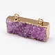 Dyed Natural Druzy Crystal Rectangle Pendants G-L392-03A-1