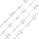 Papillon en verre et chaînes de perles rondes CHS-N003-03-3
