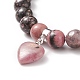 Bracelets en perles de rhodonite naturelles avec breloque BJEW-K164-B07-2
