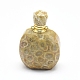 天然化石サンゴ開閉式香水瓶ペンダント  真鍮のパーツとガラスのエッセンシャルオイルのボトル  39~50x26~29x16~21mm  穴：1.2mm  ガラス瓶容量：3ml（0.101液量オンス）  宝石の容量：1ml（0.03液量オンス） G-E556-20E-2