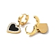 Resin Heart Dangle Hoop Earrings with Crystal Rhinestone EJEW-P203-10G-2