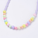 Solid Chunky Bubblegum Acrylic Ball Bead Kids Necklaces NJEW-JN02091-02-2