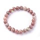 Bracciali elasticizzati in perle di giada naturale con fiori di prugna X-BJEW-F380-01-B08-2