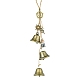 Campana in ferro e campana a vento con bottiglia dei desideri in pietra dorata blu sintetica HJEW-JM01740-1