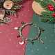 Christmas Candy Cane & Reindeer & Moon Alloy Charm Bracelet with Glass Beads BJEW-TA00090-01-2