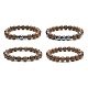 Set di braccialetti elasticizzati con perline di ematite sintetica in legno wengè naturale da 4 pz 4 pezzi per donna BJEW-JB09156-2