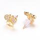 Brass Micro Pave Cubic Zirconia Stud Earrings EJEW-P119-02G-2