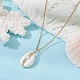 Natural Shell Pendant Necklace with 304 Stainless Cable Chains NJEW-JN04471-2
