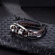 Alliage occasionnel réglable unisexe de zinc et bracelets en cuir tressé multi-brins BJEW-BB15639-A-10