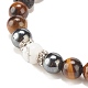 Bracelet extensible en perles rondes avec pierres précieuses naturelles et pierre de lave et howlite et hématite synthétique BJEW-JB08180-6