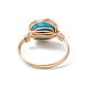 天然混合宝石フラットラウンド指輪  女性のための黄金の銅線ラップジュエリー  内径：18.7~20.5mm RJEW-JR00565-5