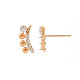 Brass Micro Pave Clear Cubic Zirconia Stud Earring Findings KK-S364-038-4