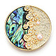 Spille rotonde piatte in conchiglia paua naturale con perla JEWB-N001-07G-1