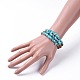 Three Loops Synthetic Turquoise(Dyed) Chip Beads Wrap Bracelets BJEW-JB04657-03-4