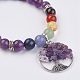 Bijoux bracelet en perles de pierres naturelles & synthétiques avec breloque de chakra BJEW-JB03608-3