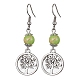 Boucles d'oreilles pendantes en alliage avec arbre de vie et perles de jaspe impérial synthétiques EJEW-JE05405-2
