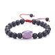 Natural Amethyst & Lava Rock Braided Bead Bracelets Set for Girl Women BJEW-JB06972-04-2