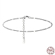 Bracelet de cheville en argent sterling plaqué rhodium avec 925 chaîne gourmette et breloque rectangle AJEW-F162-001P-1