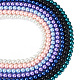 Kissitty 7 Strands 7 Colors Baking Painted Pearlized Glass Pearl Round Bead Strands HY-KS0001-01-3