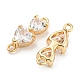 Brass Pave Clear Cubic Zirconia Connector Charms KK-Q789-07G-2