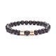 Natural Wood Round Beaded Stretch Bracelet with Synthetic Hematite for Men Women BJEW-JB07549-5