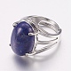 Natural Lapis Lazuli Wide Band Finger Rings RJEW-K224-A15-1