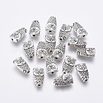 Metall-Legierung Perlen, Cadmiumfrei und Nickel frei und Bleifrei, Halloween, Eule, Antik Silber Farbe, 6x10.5x2.5 mm, Loch: 1 mm.