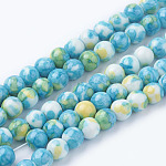 Synthetic Ocean White Jade Beads Strands, Round, Dyed, Turquoise, about 4mm in diameter, hole: 0.8mm, 93pcs/strand