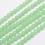 Natürliche und gefärbte Perle Malaysia Jade Stränge, Runde, hellgrün, 6 mm, Bohrung: 0.8 mm, ca. 64 Stk. / Strang, 15 Zoll