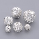 Iron Filigree Beads, Filigree Ball, Silver Color Plated, about 6-16mm in diameter, 6-15mm thick, hole: 1-6mm, about 200g/bag