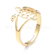 Ion Plating(IP) 304 Stainless Steel Hollow Out Tortoise Adjustable Ring for Women RJEW-I097-02G