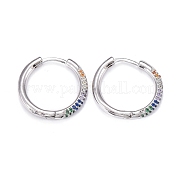 Серьги-кольца из латуни с микро-паве из фианита EJEW-K083-36P-A