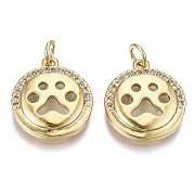 Латунные микропаве прозрачные подвески с фианитом KK-S061-64G-NR