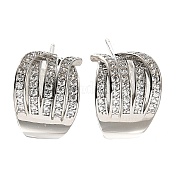 Серьги-гвоздики из латуни с кубическим цирконием и стеклом EJEW-M048-02P