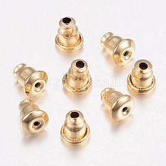 Dadi auricolari in acciaio inossidabile 304, schienali orecchino, vero placcato oro 18k, 5.5x5mm, Foro: 0.8 mm