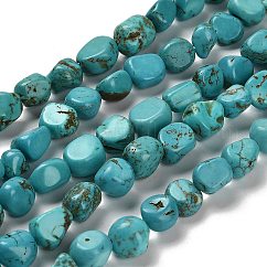 Natürlichen Türkisperlen Stränge, gefärbt und erhitzt, Nuggets, getrommelt Stein, 7~13x4.5~10x4.5~10 mm, Bohrung: 1.2 mm, ca. 44~46 Stk. / Strang, 15.08~16.14 Zoll (38.3~41 cm)