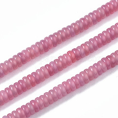 Chapelets de perles de jade blanche naturelle, teinte, rondelle, rose, 4~5x1.5mm, Trou: 0.8mm, Environ 225~227 pcs/chapelet, 14.96~15.35 pouce (38~39 cm)
