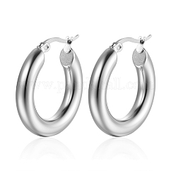 Boucles d'oreilles créoles en acier inoxydable 304 anti-ternissement pour femmes, ovale, couleur inoxydable, 21mm
