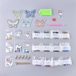 Cute Animal Pattern DIY Diamond Painting Kits, Including Resin Rhinestones  Bag, Diamond Sticky Pen, Tray Plate and Glue Clay, Cat Shape, 400x300mm