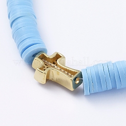 Bracelets extensibles faits main en pâte polymère heishi&nbsp;BJEW-JB05090