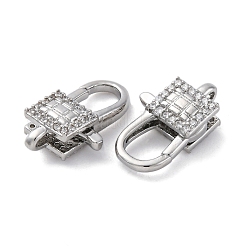 Chiusure a moschettone in ottone chiaro con zirconi cubici&nbsp;KK-Z078-43P