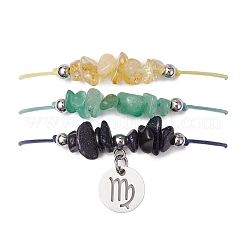 3 pz costellazioni regolabile in nylon intrecciato braccialetti di perline per donne e uomini&nbsp;BJEW-JB11325-06