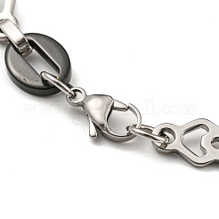 Bracciale a catena bicolore in acciaio inossidabile 201 con maglie ovali e romboidali&nbsp;BJEW-B078-19BP