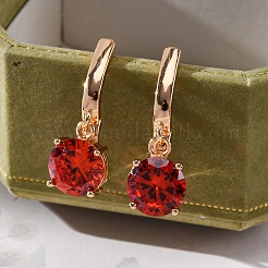 Orecchini a leva in argento con zirconi cubici a micro pavé di ottone&nbsp;EJEW-K300-21G-01