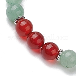 Braccialetti elasticizzati rotondi con perline di avventurina verde naturale e corniola da 8 mm per donna uomo&nbsp;BJEW-JB10533-02